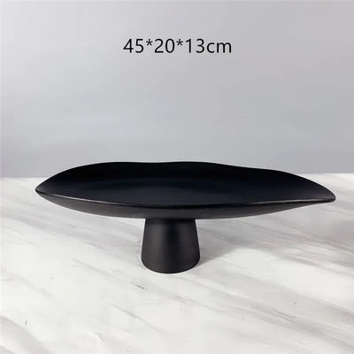 Black and White Resin Tall Fruit Plate Nordic Decor