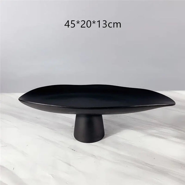 Black and White Resin Tall Fruit Plate Nordic Decor