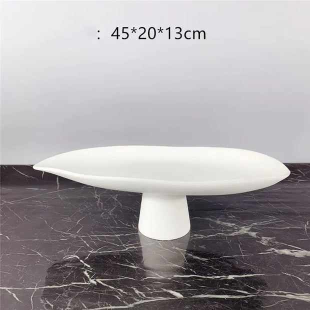 Black and White Resin Tall Fruit Plate Nordic Decor