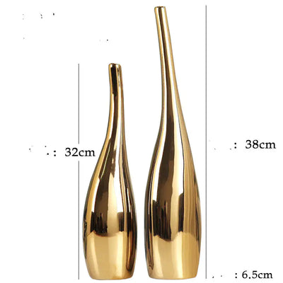 Nordic Gold Plating Ceramic Vases Model Decor