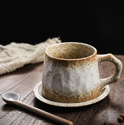 Japanese Vintage Ceramic Coffee Cup and Saucer Set