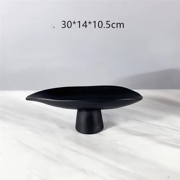 Black and White Resin Tall Fruit Plate Nordic Decor