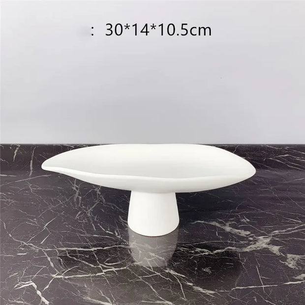 Black and White Resin Tall Fruit Plate Nordic Decor