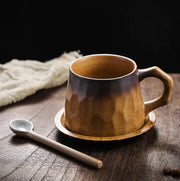 Japanese Vintage Ceramic Coffee Cup and Saucer Set