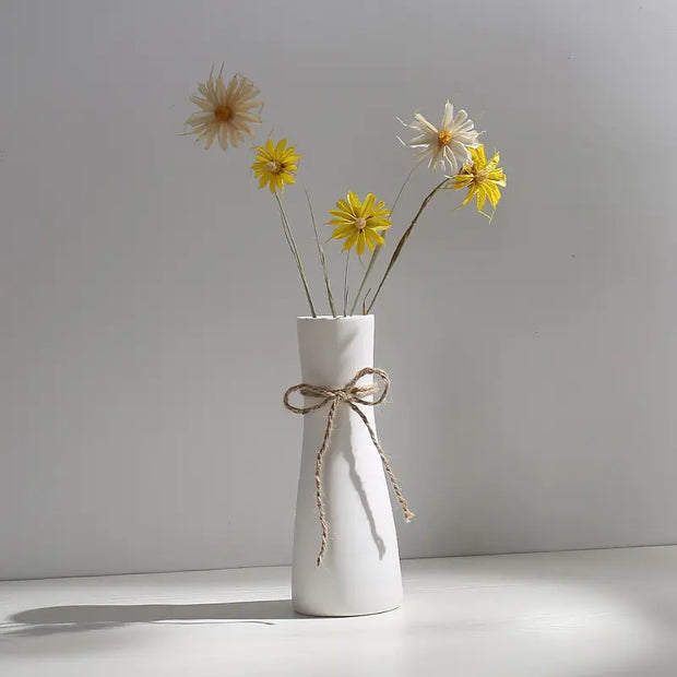 White Hemp Rope Ceramic Vase